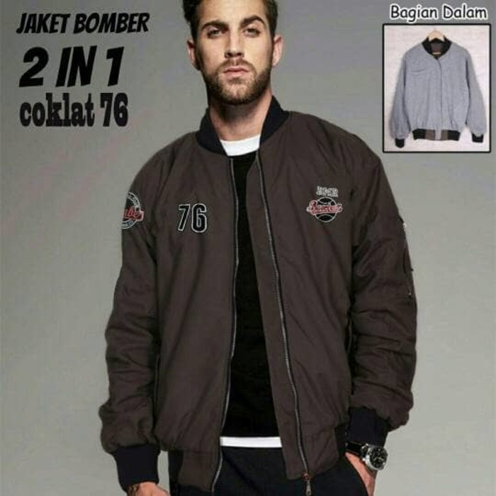 Bomber Jaket 76 Man Coklat