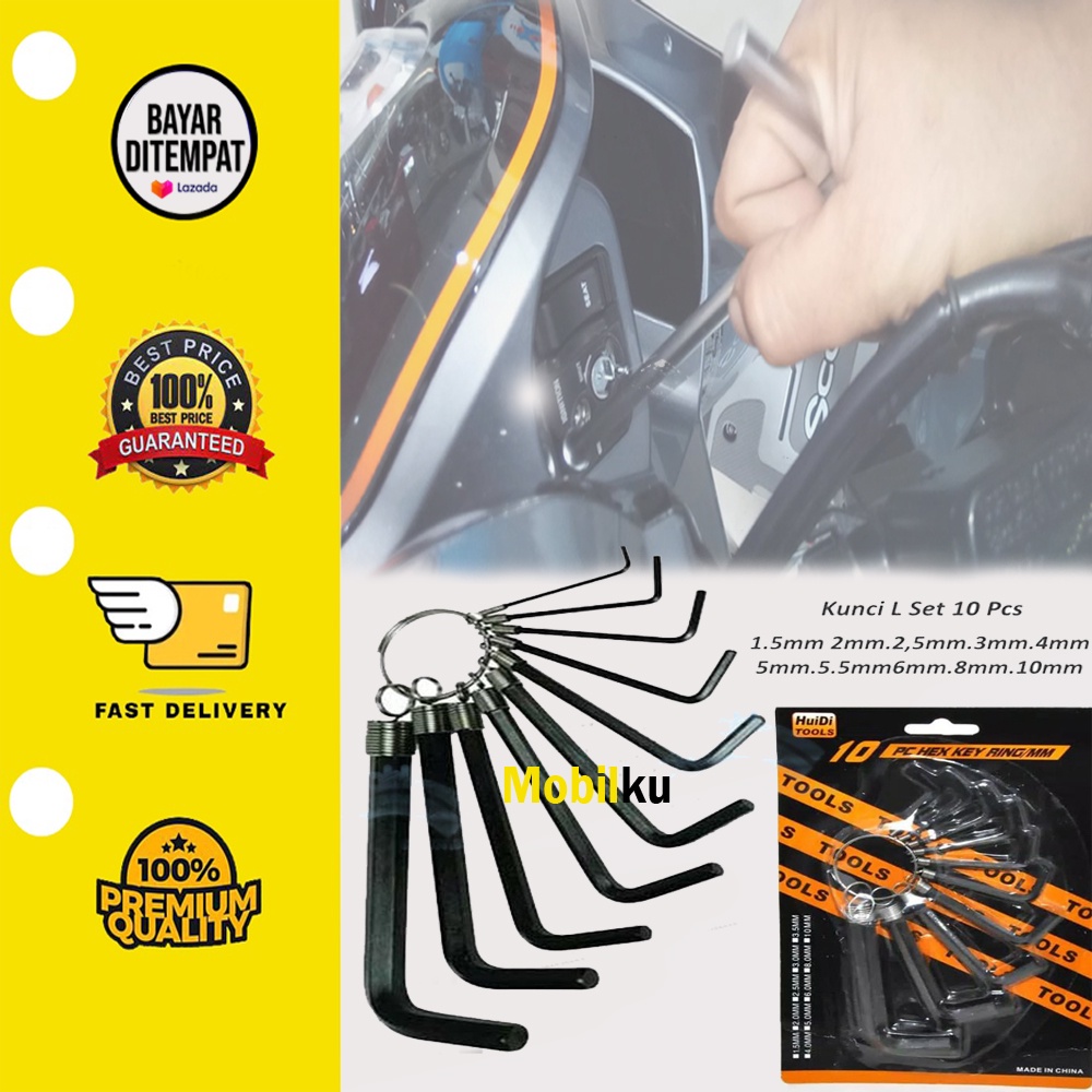 [BISA COD] Kunci L Set Hex Key Ring 10 in 1 Tools 10 Pcs