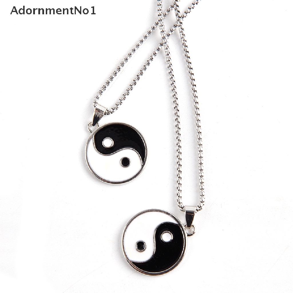 (AdornmentNo1) Kalung Rantai Dengan Liontin Logo Yin Yang Cina Taoism Warna Hitam / Putih Untuk Wanita