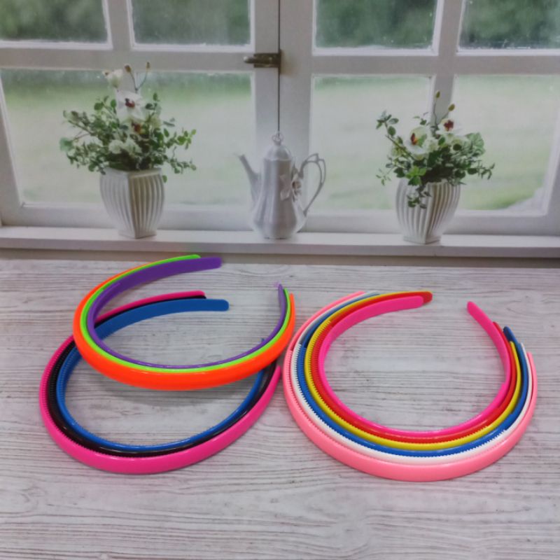 Bando Rambut Isi 12Pcs Bando Polos Marcella Warna 1,5Cm