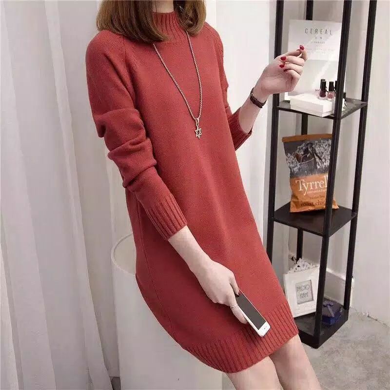 IMPORT WINTER AUTUMN WOMAN VICTORIA KNIT DRESS BAJU RAJUT WANITA MUSIM DINGIN GUGUR