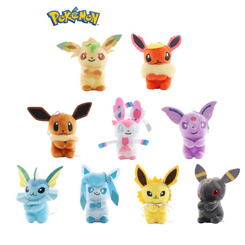 Mainan Boneka Pokemon Plush Toys Keychain Stuffed Pendant Doll Eevee Leafeon Sylveon Flareon Umbreon Vaporeon Espeon Doll Kids Birthday Gifts