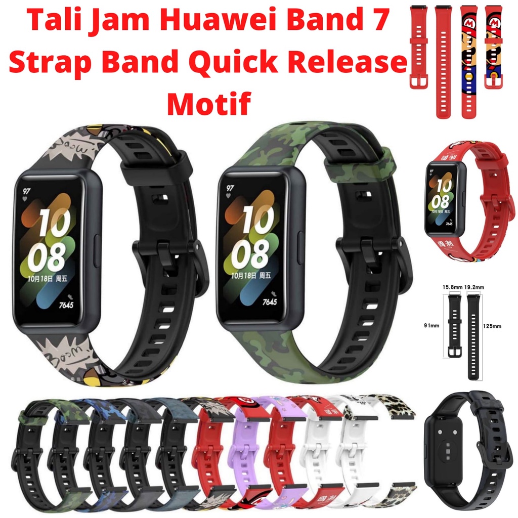 Tali jam silicon HUAWEI BAND 7 MOTIF Strap Band Quick Release 19mm