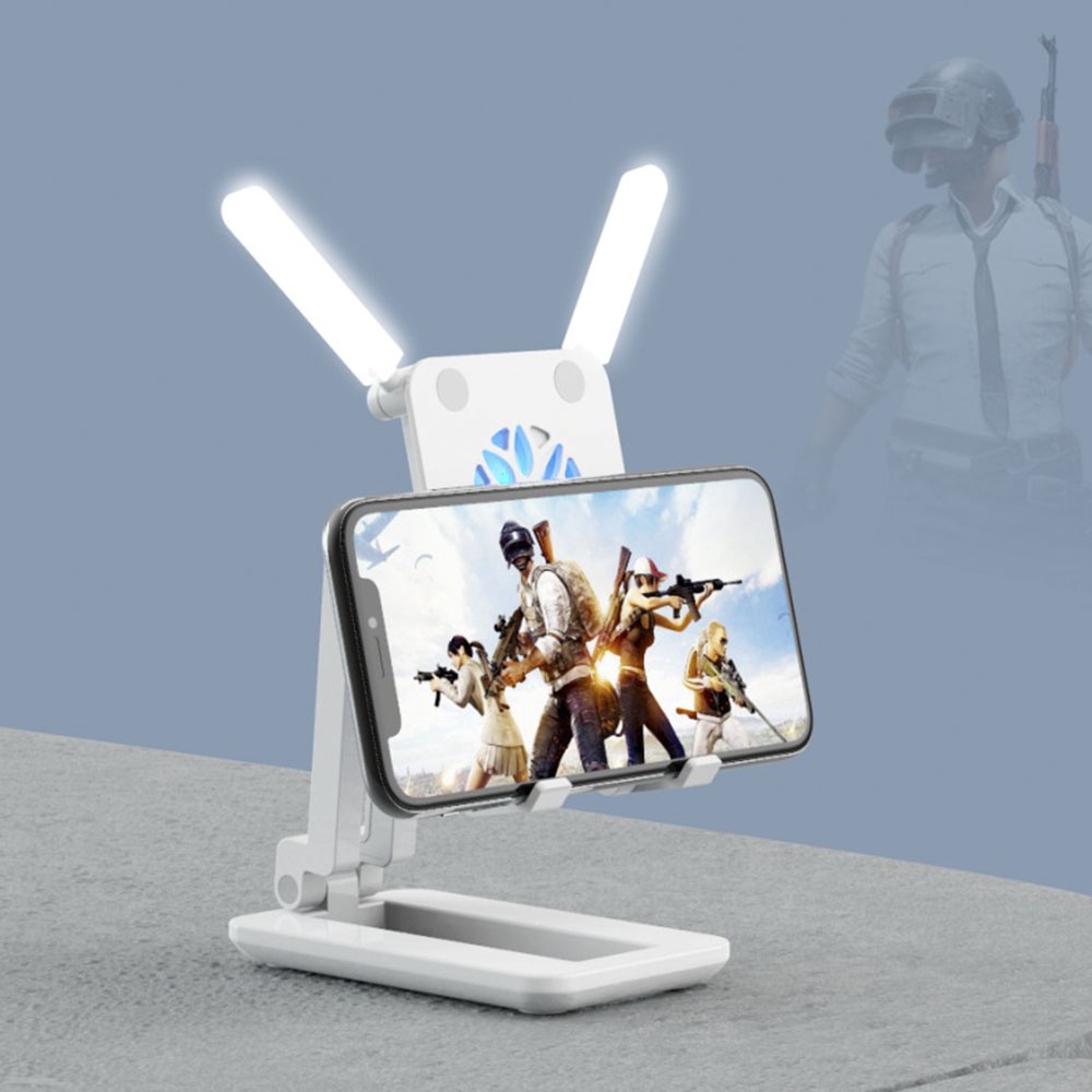 【COD Tangding】Laptop Holder Phone Holder Mini Cooling Fan Foldable Phone Stand with Fan Fill Light for Mobile