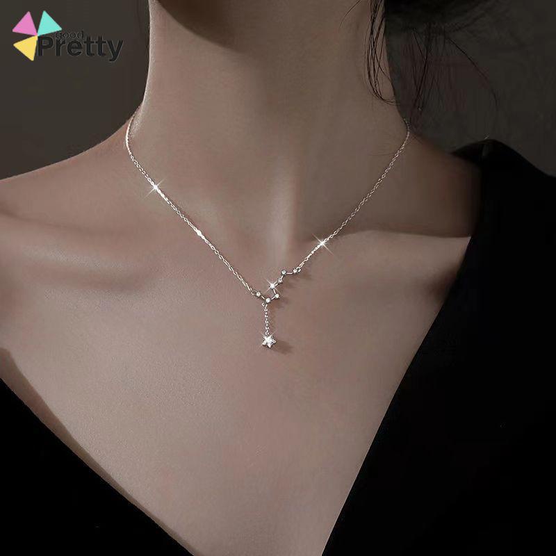 Big Dipper Wanita Trendy Temperamen Cahaya Mewah Desain Niche Rumbai Kalung Indah Sederhana - PD