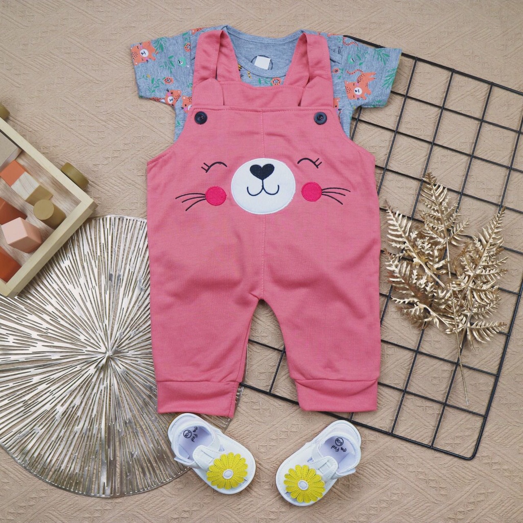 BARU! LIK003 - 2in1 Overall Jumper Baju Kodok Anak Bayi Cewe Fashion Pergi Jalan Lucu