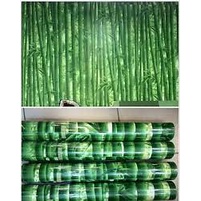 DEOS WALLPAPER STICKER DINDING MOTIF BAMBU HIJAU TUA