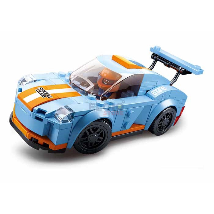 Sluban Bricks Mobil Balap Biru Car Club Leopard Block M38 B0633A Blue