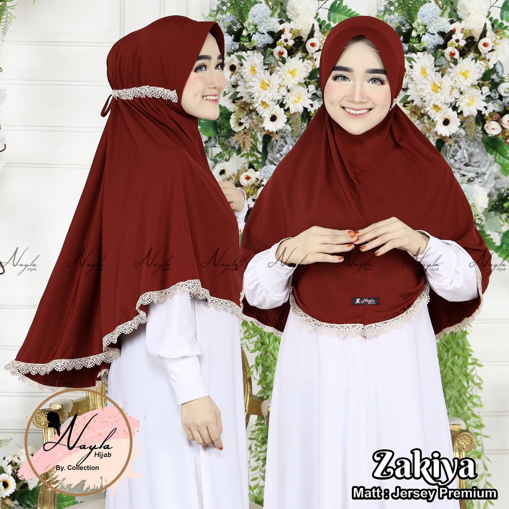 Jilbab Instan Jumbo Serut Zakiya Renda Import Kerudung Instan Jersey Super Premium Nayla Hija'b