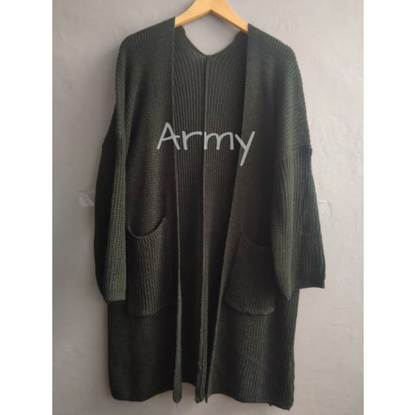 LAVELLA/LOOCY CARDY 7 GET  oversized - cardy wanita - kardigan wanita - kardigan bigsize-ARMY