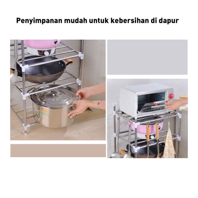 RAK PENYIMPANAN PERALATAN DAPUR MULTILAYER / RAK STAINLESS DAPUR 4 SUSUN TAHAN BERAT VD