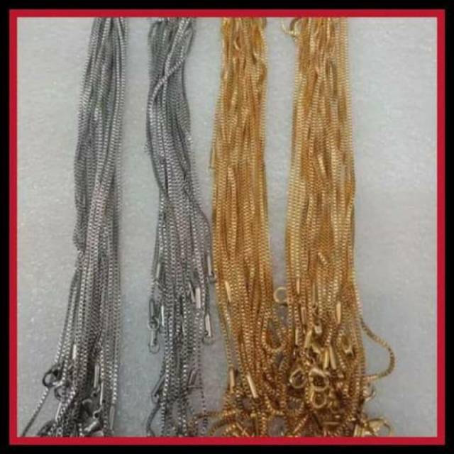 Rantai kalung italy silver dan gold 60cm