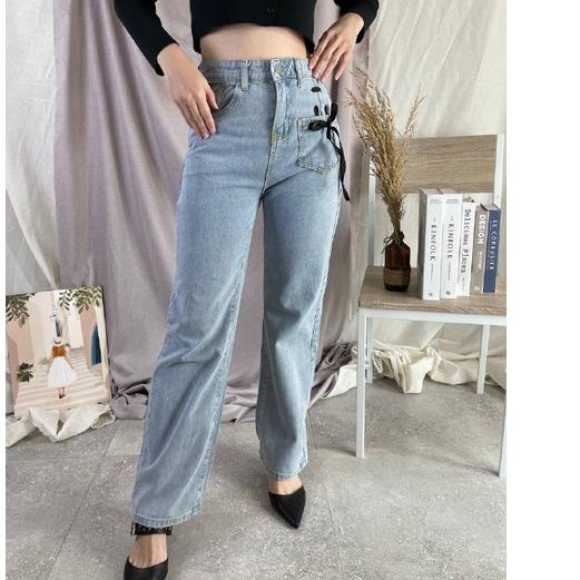 ➣ yeonin.id - Celana Jeans Panjang Baggy Korean Jeans Wanita Kekinian x18 ❃