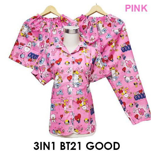 Hoky.outlet / baju tidur 3in1 BT21 NEW / Piyama 3in1 dewasa
