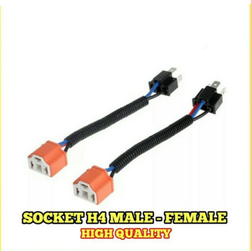 SOCKET H4 KERAMIK MALE FEMALE - KABEL 2MM - HARGA 1 PCS