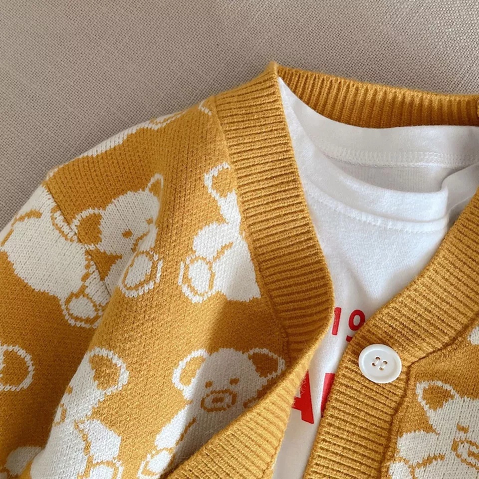KALILA - SNOWY KIDS BEAR Cardigan Rajut Anak Perempuan Laki Laki Umur 1 - 6 Tahun | Kardigan Anak Cewek Cowok