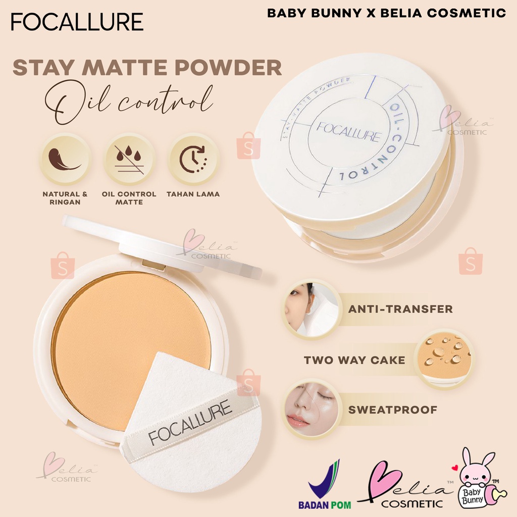 ❤ BELIA ❤ FOCALLURE Oil-Control Stay-Matte Powder FA236 | Bedak Hingga 12 Jam Two Way Cake | Bedak Padat | BPOM