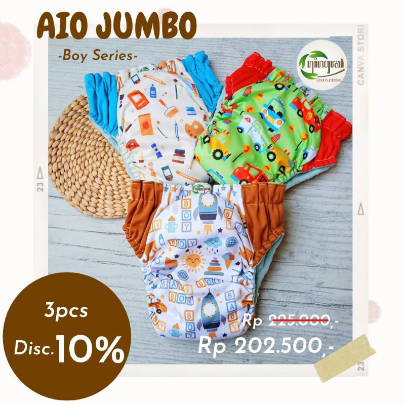 Clodi Ningrat JUMBO AIO pant 15 - 25 kg Popok Kain Cuci Ulang Ningrat size Jumbo Klodi Clody Popok Bayi Anak Celana dalam anak