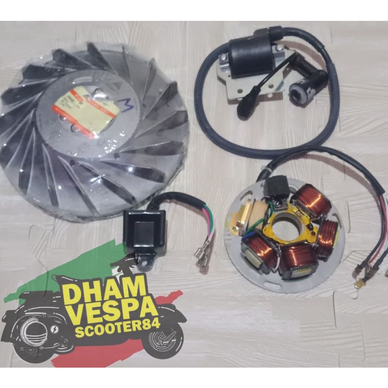 Paket pengapian Vespa CDI Danmotor Magnet Danmotor CDI unit Vifo coil CDI Danmotor Spul set