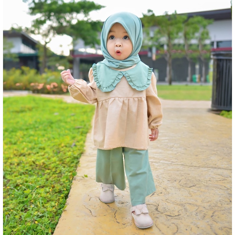 Nala Kulot Set Setelan Anak Perempuan Lengan Panjang Celana Kulot Girls Set Baju Pergi Baju Muslim