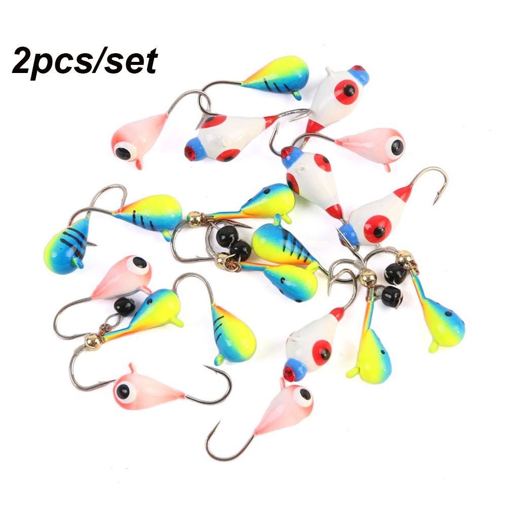 Top 2 Pcs Musim Dingin Es Pemikat Pancing Penyeimbang Buatan Walleye Lead Hard Hook