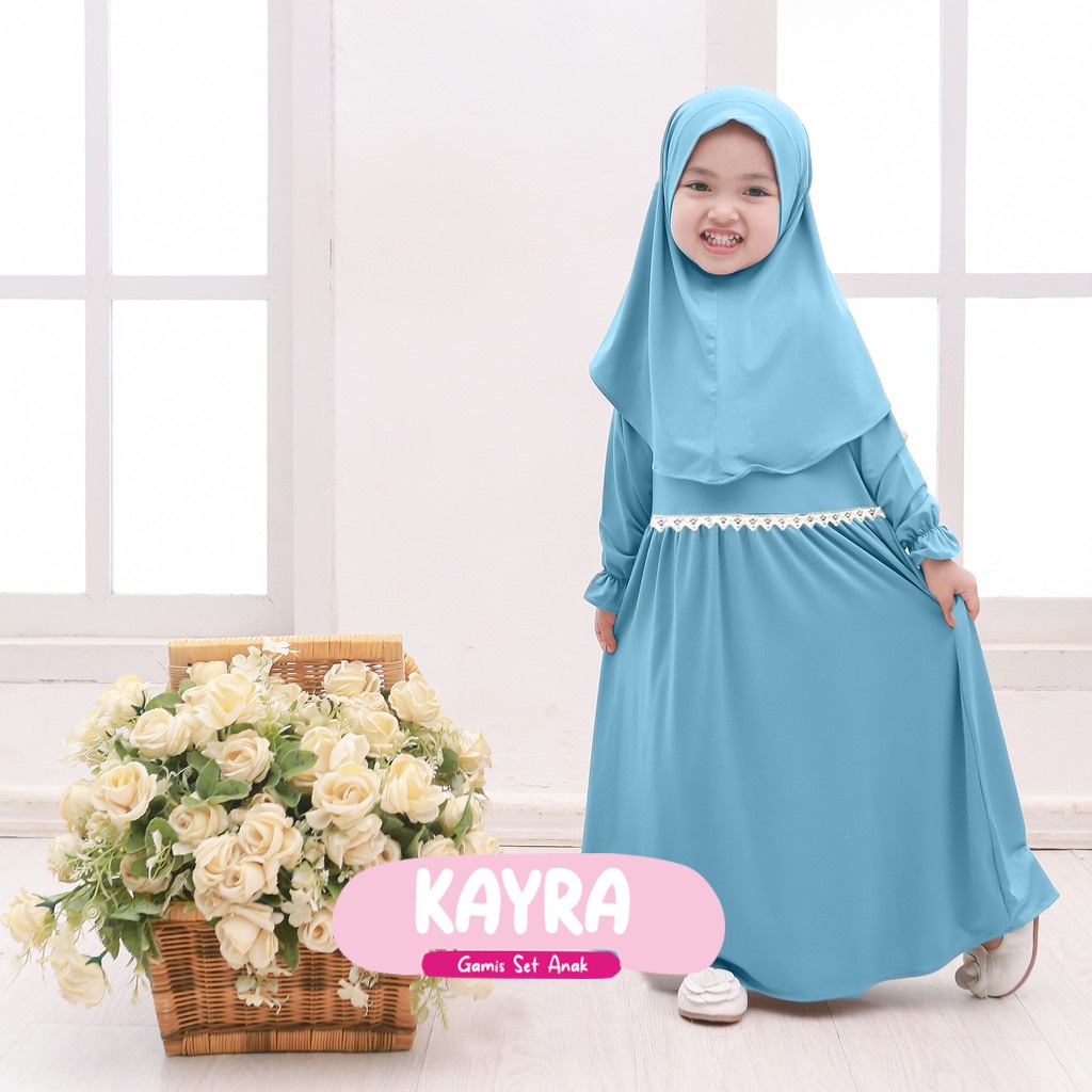 Baju Gamis Bayi Perempuan 0-3 tahun Pakaian Muslim Anak Free Jilbab Dress Lebaran