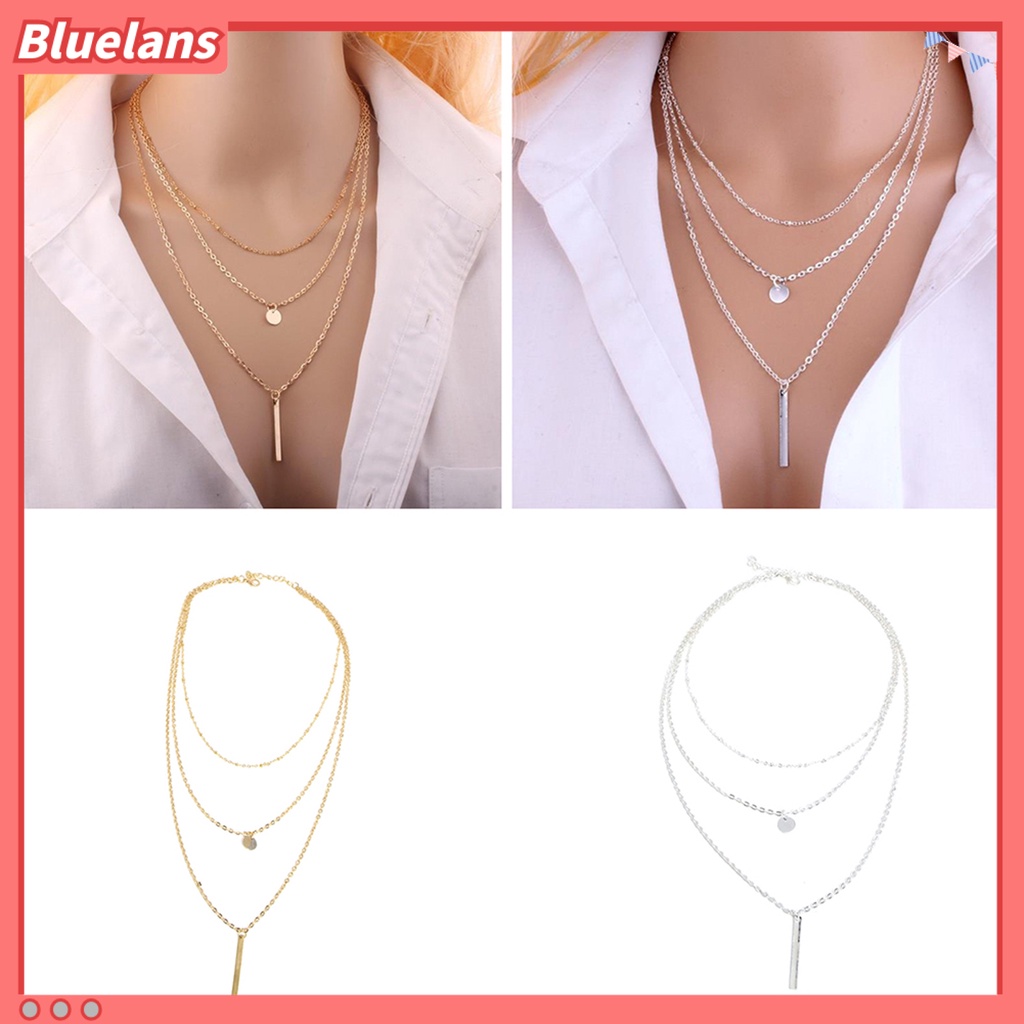 Bluelans Necklace Lightweight Three Layers Alloy Multi-Layer Long Necklace