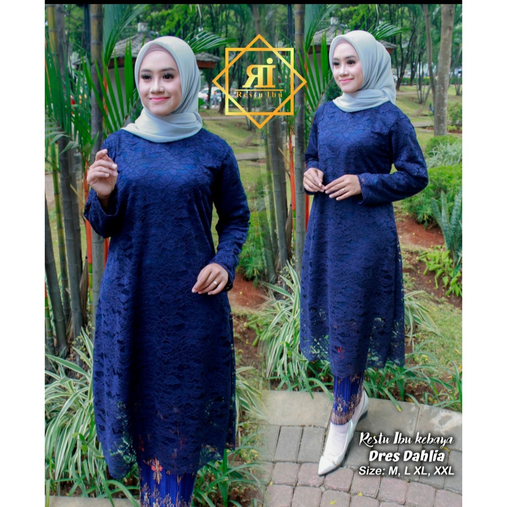 RES&gt; SET Kebaya tunik brokat - kebaya tunik adelia luna - kebaya brokat import - baju tunik pesta