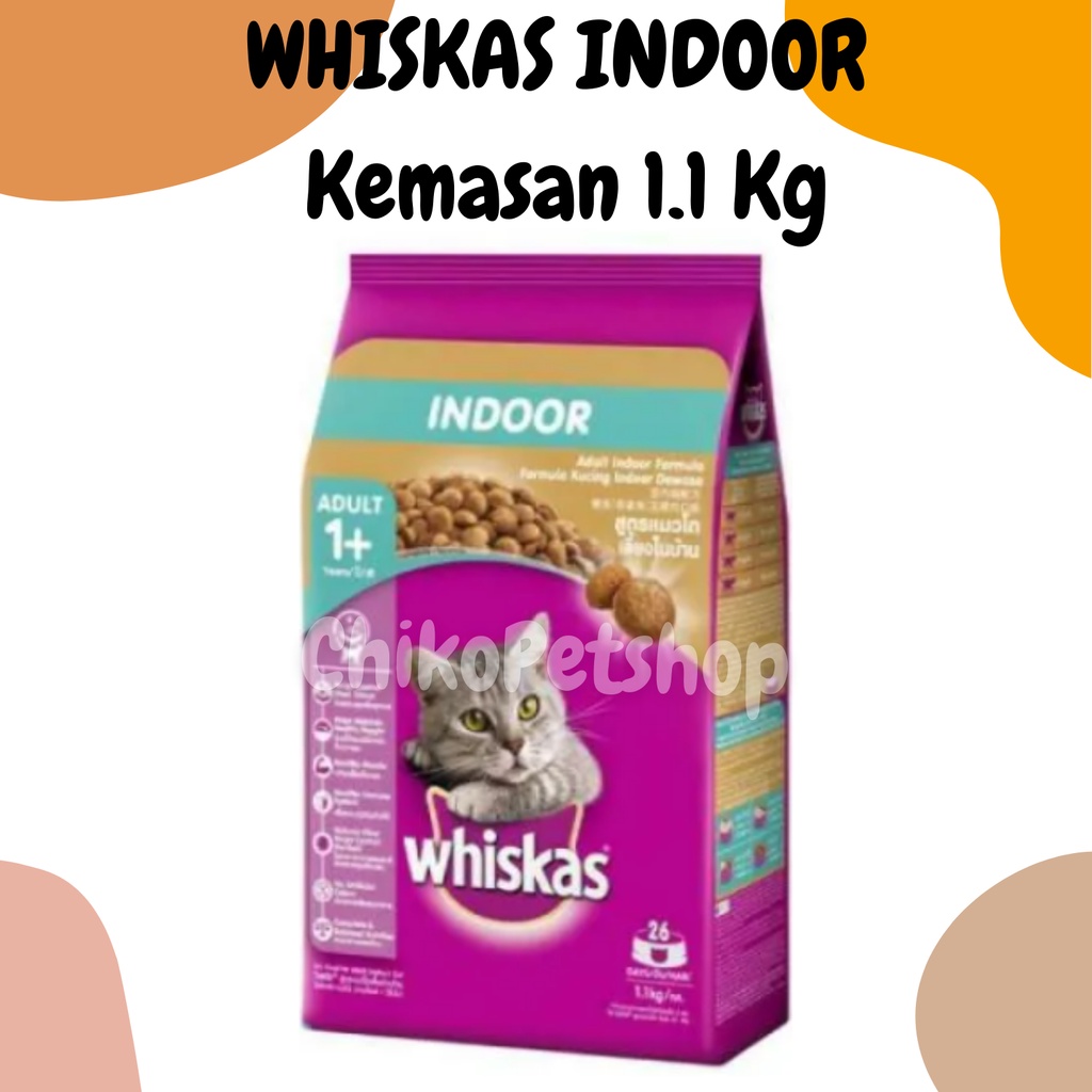 Makanan Kucing WHISKAS® Indoor Adult Dewasa Dry Food 1.1 Kg