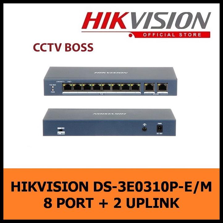 Hikvision Poe Ds-3E0310P-E/M Switch Hub Poe 8 Port + 2 Uplink