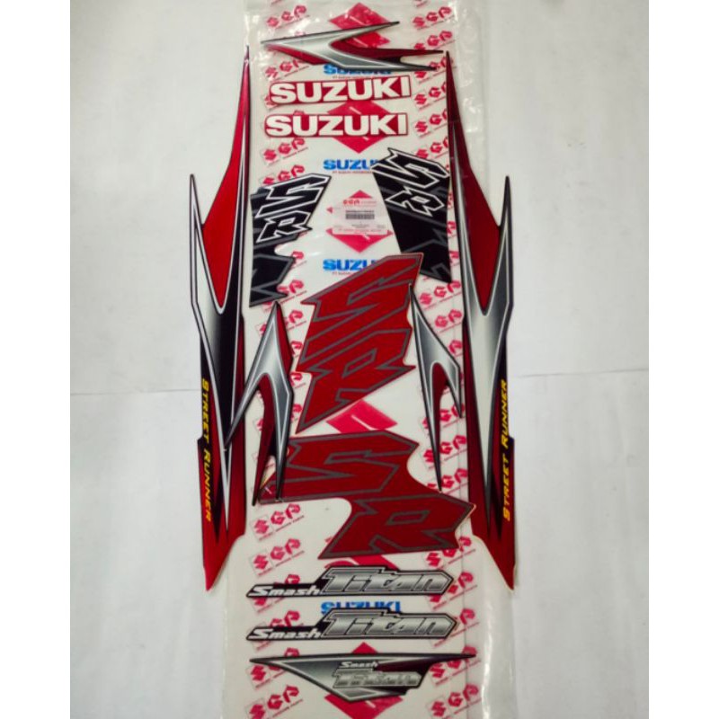 68000B45H10NHEK Lis body/ striping / stiker suzuki smash titan 115 SR 2010 merah hitam ori SGP