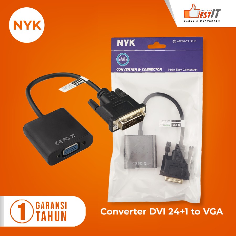 Kabel Converter DVI 24+1 to VGA Adapter NYK Original