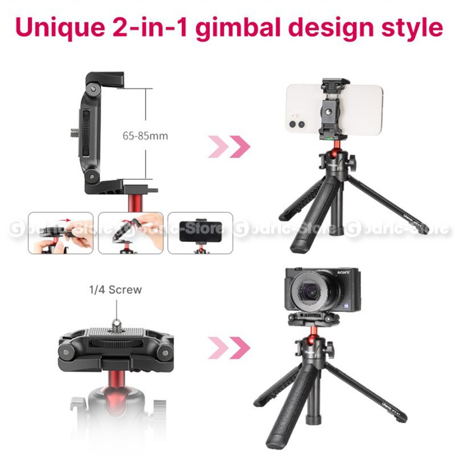 ULANZI MT-41 Tripod Vlog Folding Clip for Camera &amp; HP with Cold Shoe