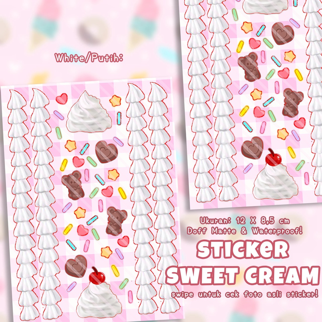 Stiker Dekorasi Deco Photocard / Journal / Polcos Sweet Cream Whipcream (waterproof) by @peachkiss.xo