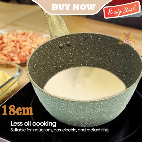 Non stick marble sauce pan panci susu 18cm dgn Tutup INDUCTION READY