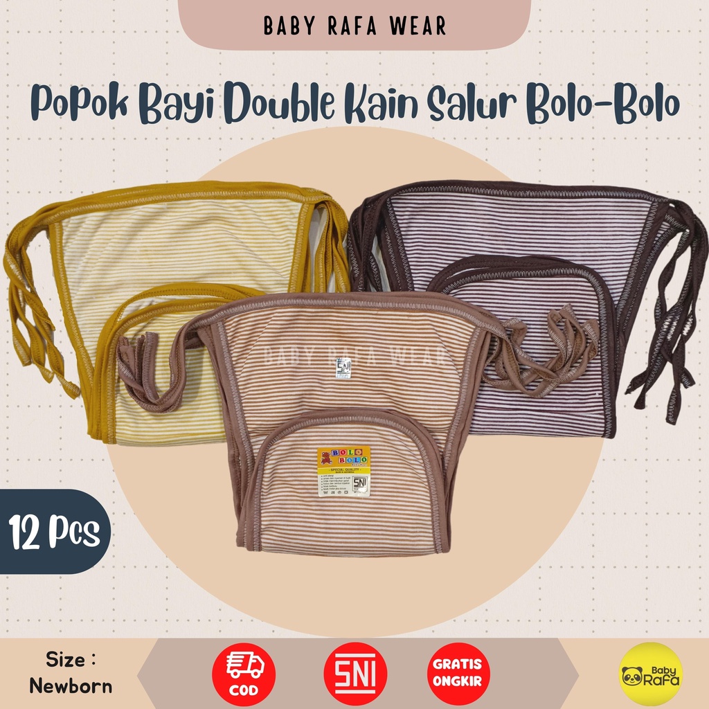 12 pcs / 6 pcs Popok Bayi Double Kain STRIPE SERIES merk SNI Bolo - Bolo / Popok Double Kain Salur Kecil Premium