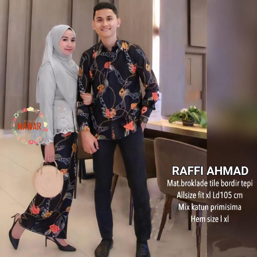 Raffi Ahmad Couple fashion muslim mewah baju pasangan dress brokat + batik untuk kondangan