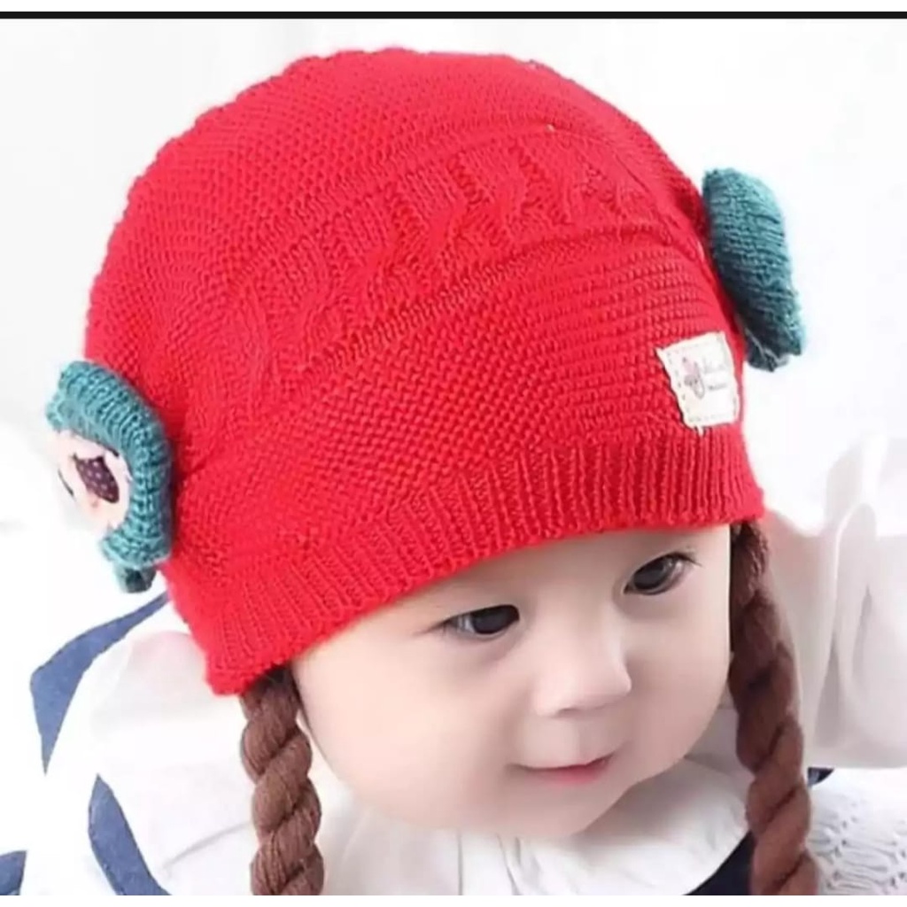 Topi Bayi Rambut Kepang Topi Rambut Kepang Baby Hat Wig