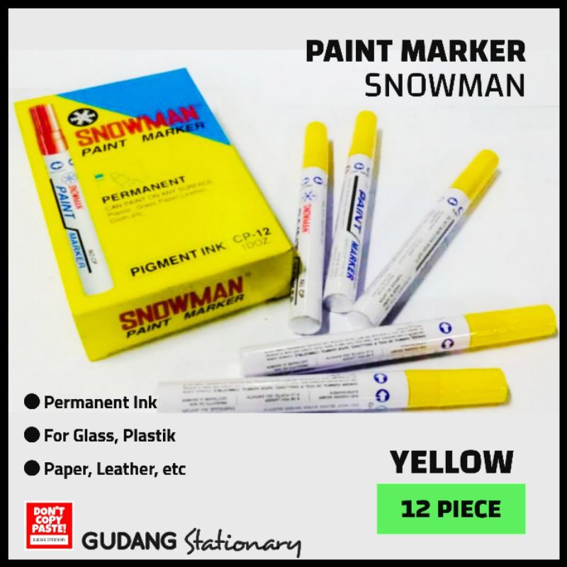 

Spidol Permanent Paint Marker Snowman Kuning (isi 12 pcs)