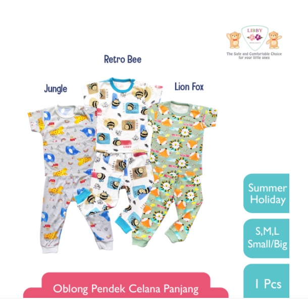 Baju Bayi Setelan Anak Oblong Pendek Celana Panjang Libby Summer Holiday