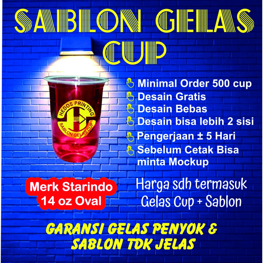Sablon Cup Oval Starindo 14oz Oval 8 Gram