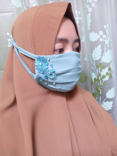 masker hias dua lapis ada tempat tisue nya