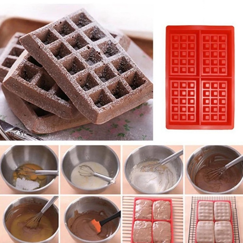 1 Pack Cetakan Waffle Muffin Bentuk Hati 5 Rongga Bahan Silikon Reusable