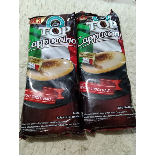 

Top Cappucino 225g isi 6+3pcs / kiopi top capucino / Top kapucino / top gula aren/ kopi top kapucino/ kopi top gula aren