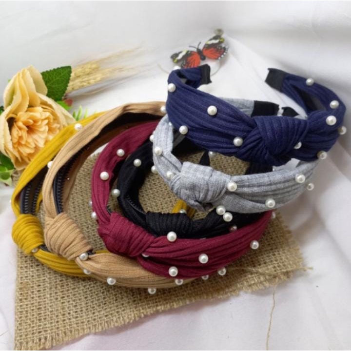 ASEMKA JKT - AKSESORIS RAMBUT BANDO KOREA MUTIARA SILANG