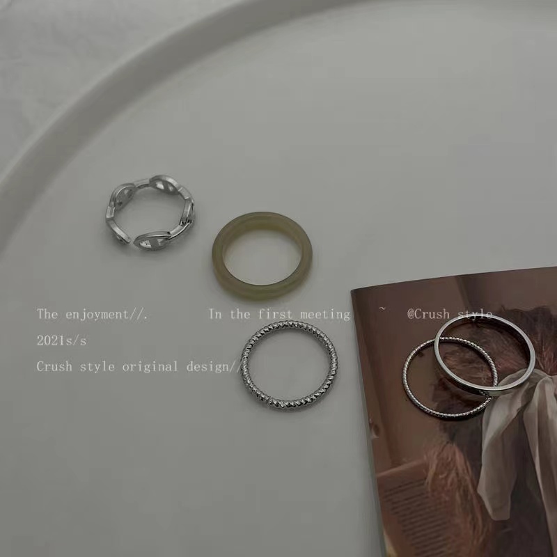 IFYOU 5pcs / Set Cincin Riak Warna Silver Gaya Korea Untuk Wanita