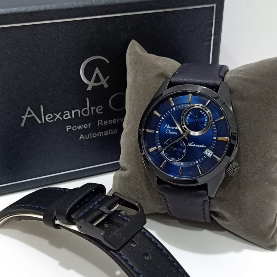 ORIGINAL Jam Tangan Pria Cowok Alexandre Christie Automatic AC 3041 / AC3041 / 3041 Leather