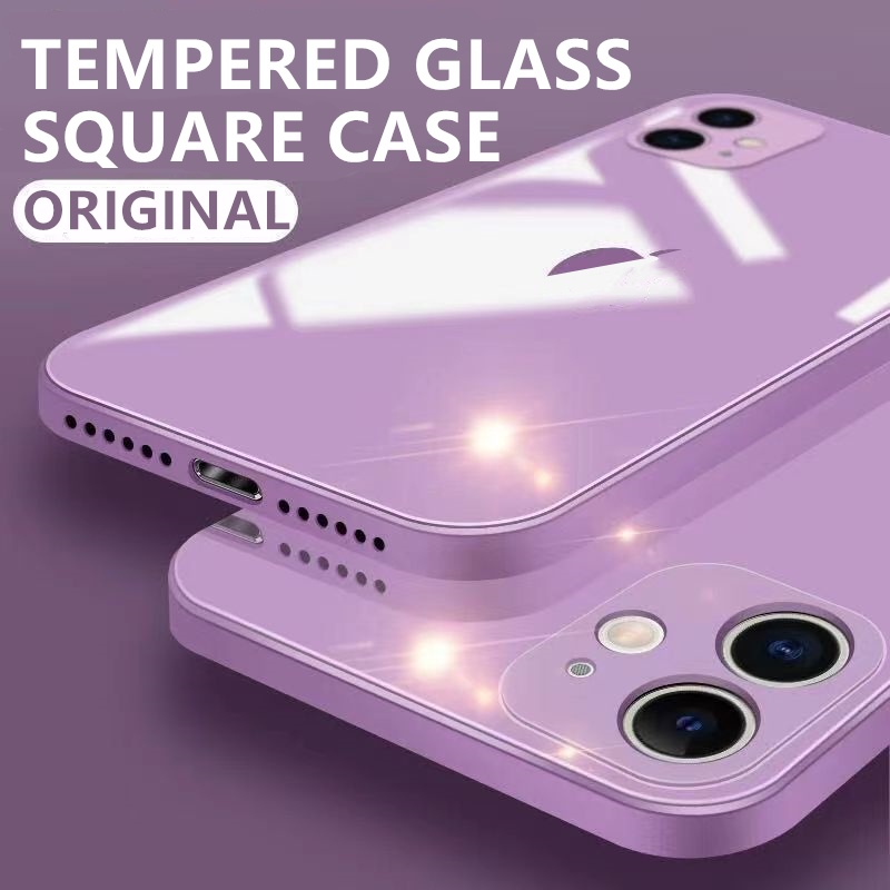 Casing Tempered Glass iPhone 11 12 13 Pro Max XS Max XR X 7 8 Plus 11Pro 12 Pro Max Warna Permen