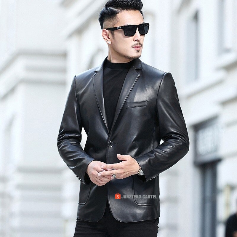 JNK x ELCO - Jaket Blazer Jas Pria Kulit Sintetis Viena Faux Leather Jacket Synthetic Premium Elegan Trendy Cowok Laki Laki Casual Kancing Sebaris Ramping Pria Bisnis Mantel Setelan Kerja Kantor Pakaian Luar Kasual Formal Slimfit Dewasa Korea Set New Baru