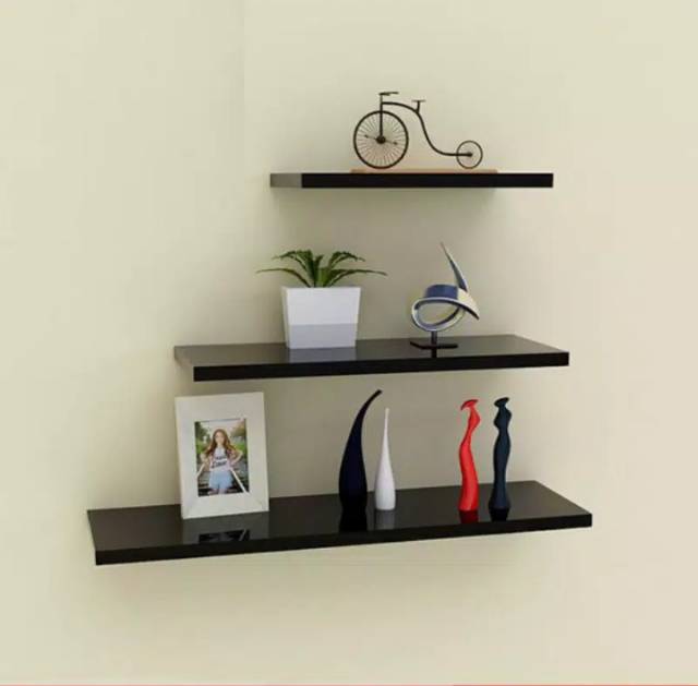 [ Dekor Sr ] Rak Gantung Minimalis Ambalan Rak Dinding Tempel Rak Kayu isi 3 PC